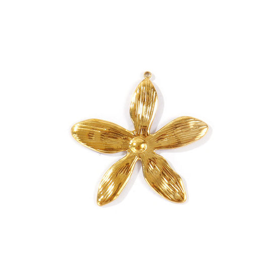 Immagine di 2 Pz PVD Ecologica 304 Acciaio Inossidabile Ciondoli Pendenti All'Ingrosso Placcato Oro 18K Fiore 39mm x 39mm