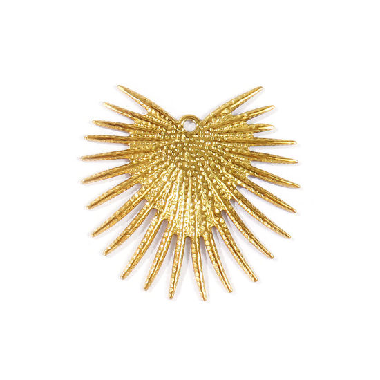 Immagine di 2 Pz PVD Ecologica 304 Acciaio Inossidabile Ciondoli Pendenti All'Ingrosso Placcato Oro 18K Ex Voto Cuore 45mm x 44mm