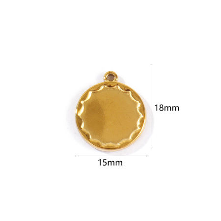 Изображение 2 ШТ Экологичное PVD 304 Нержавеющая Сталь Подвески Оптовая 18K позолоченный Круглые Диск 18мм x 15мм