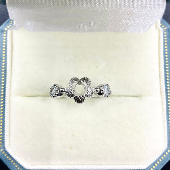 Immagine di 1 Pz Ottone Aperto Regolabile Anello Semilavorato per Incastonatura di Strass e Gemme Fai-da-Te All'Ingrosso Tono Argento (Adatto 4.2mm Dia.)