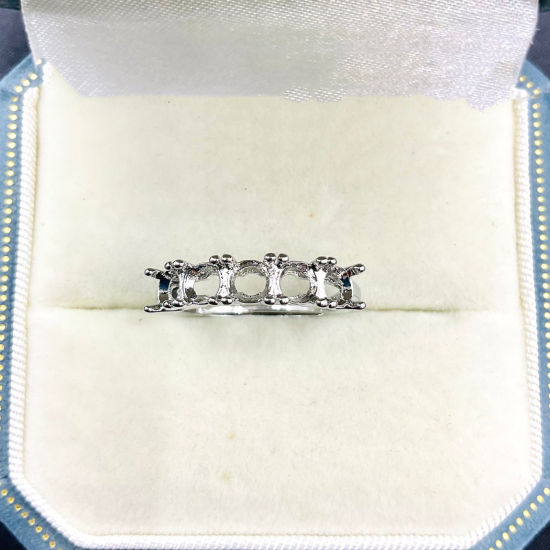 Immagine di 1 Pz Ottone Aperto Regolabile Anello Semilavorato per Incastonatura di Strass e Gemme Fai-da-Te All'Ingrosso Tono Argento (Adatto 4.2mm Dia.)
