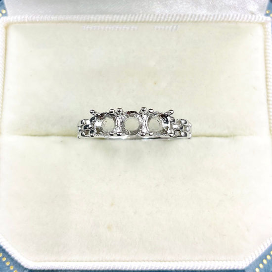 Immagine di 1 Pz Ottone Aperto Regolabile Anello Semilavorato per Incastonatura di Strass e Gemme Fai-da-Te All'Ingrosso Tono Argento (Adatto 4.2mm Dia.)