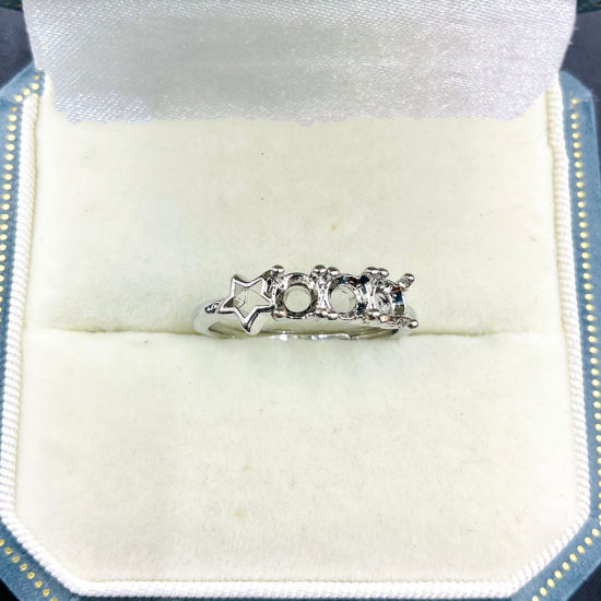 Immagine di 1 Pz Ottone Aperto Regolabile Anello Semilavorato per Incastonatura di Strass e Gemme Fai-da-Te All'Ingrosso Tono Argento (Adatto 4.2mm Dia.)
