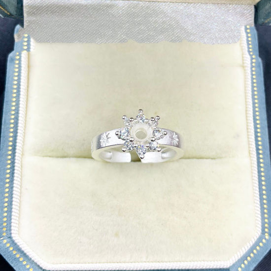 Immagine di 1 Pz Ottone Aperto Regolabile Anello Semilavorato per Incastonatura di Strass e Gemme Fai-da-Te All'Ingrosso Tono Argento (Adatto 4.2mm Dia.)