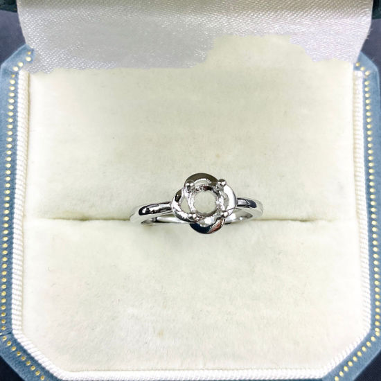 Immagine di 1 Pz Ottone Aperto Regolabile Anello Semilavorato per Incastonatura di Strass e Gemme Fai-da-Te All'Ingrosso Tono Argento (Adatto 4.2mm Dia.)