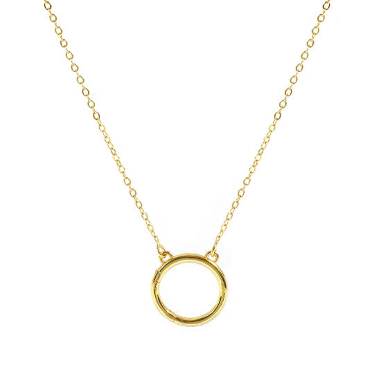 Bild von 1 Strang Messing Einfach Kreuz Gliederketten Charmträger Halskette Großhandel 18K Vergoldet Ring 46cm + 4cm lang