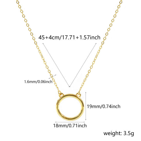 Bild von 1 Strang Messing Einfach Kreuz Gliederketten Charmträger Halskette Großhandel 18K Vergoldet Ring 46cm + 4cm lang