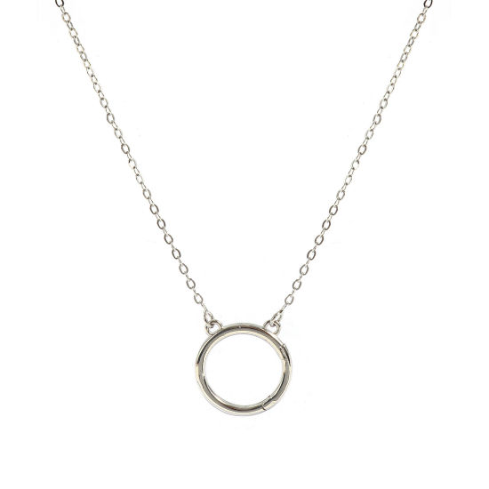 Bild von 1 Strang Messing Einfach Kreuz Gliederketten Charmträger Halskette Großhandel Platin Plattiert Ring 46cm + 4cm lang