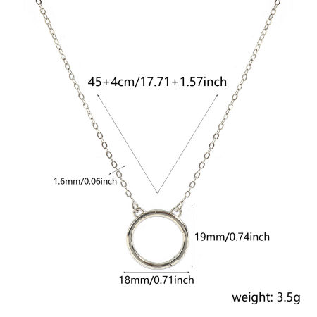 Picture of 1 Piece Brass Simple Link Cable Chain Charm Holder Necklace Wholesale Platinum Plated Circle Ring 46cm(18.1") + 4cm(1.6") long