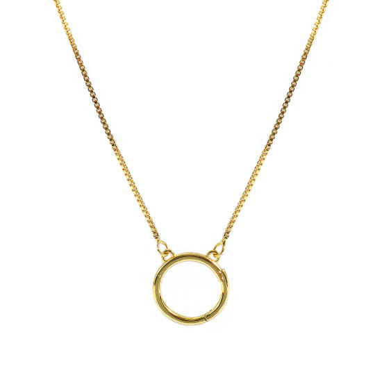 Bild von 1 Strang Messing Einfach Venezianerkette Charmträger Halskette Großhandel 18K Vergoldet Ring 45cm + 5cm lang