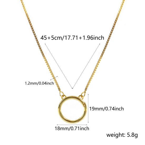 Bild von 1 Strang Messing Einfach Venezianerkette Charmträger Halskette Großhandel 18K Vergoldet Ring 45cm + 5cm lang