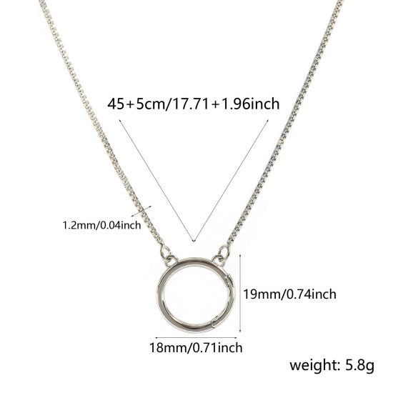 Bild von 1 Strang Messing Einfach Venezianerkette Charmträger Halskette Großhandel Platin Plattiert Ring 45cm + 5cm lang