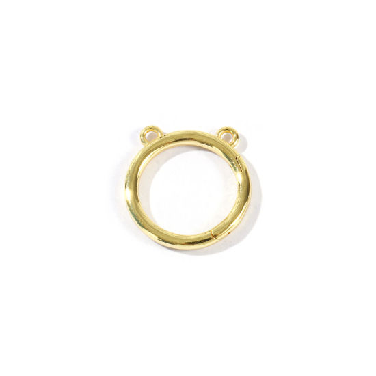 Image de 2 Pcs Fermoir à Anneau à Cliquet à Segment Articulé En Gros en Laiton Annulaire Plaqué Or 18K 19mm x 18mm