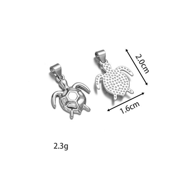 Bild von 2 Stück Messing Ozean Schmuck Charm-Anhänger Großhandel Platin Plattiert Schildkröte 20mm x 16mm