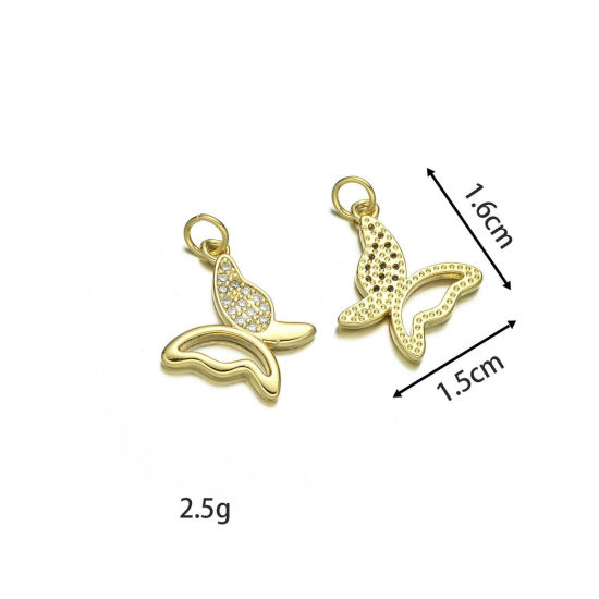 Bild von 2 Stück Messing Insekt Charms Großhandel 18K Vergoldet Schmetterling 16mm x 15mm