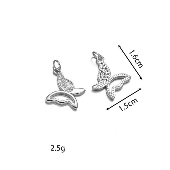Bild von 2 Stück Messing Insekt Charms Großhandel Platin Plattiert Schmetterling 16mm x 15mm
