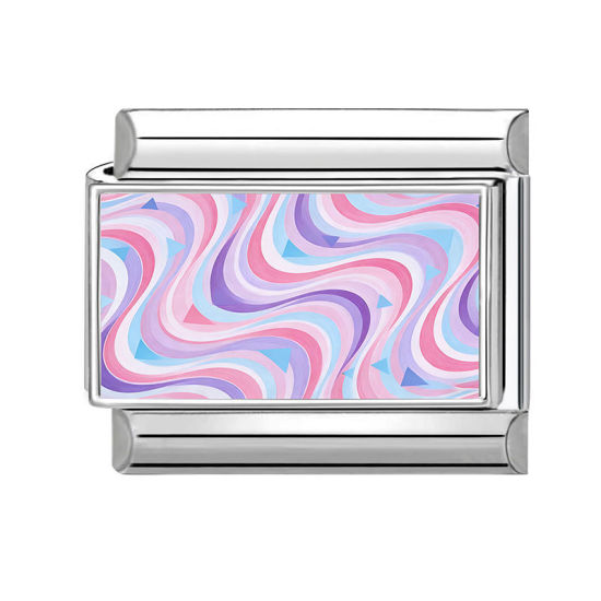 Image de 1 Pièce Maillons de Charme Italiens pour la Fabrication de Bijoux de Montres-Bracelets Modulables à Faire Soi-Même En Gros en 304 Acier Inoxydable Argent Mat Multicolore Rectangle 10mm x 9mm