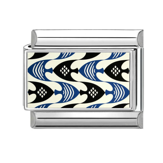 Image de 1 Pièce Maillons de Charme Italiens pour la Fabrication de Bijoux de Montres-Bracelets Modulables à Faire Soi-Même En Gros en 304 Acier Inoxydable Argent Mat Noir Rectangle Poisson 10mm x 9mm
