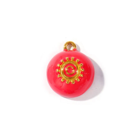 Immagine di 2 Pz PVD Ecologica Impermeabile Anti-Ossidante Ipoallergenico 304 Acciaio Inossidabile Ciondoli All'Ingrosso 18K Vero Oro Placcato Rosa Caldo Smalto Ciotola 3D 20mm x 17mm