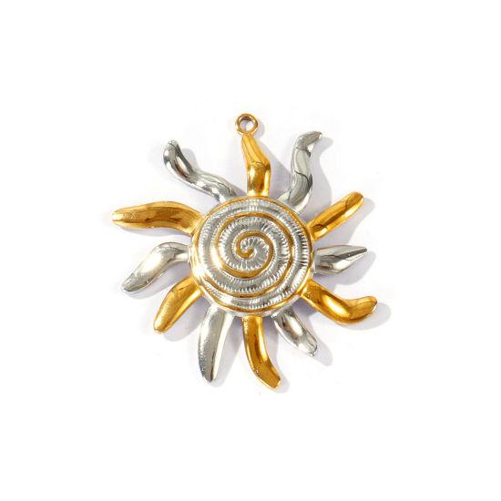 Bild von 2 Stück Umweltfreundliche PVD Wasserdicht Anlaufgeschützt Hypoallergen 304 Edelstahl Galaxis Anhänger Großhandel 18K Echtgold plattiert & Silberton Sonne Mixefarbe 4.2cm x 3.9cm