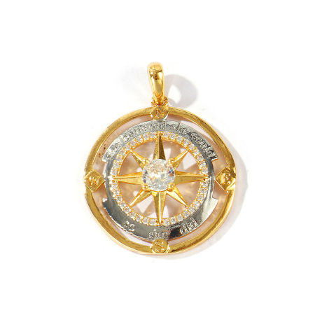 Immagine di 1 Pz Ottone Galassia Ciondoli Pendenti All'Ingrosso Placcato Oro 18K & Platino Placcato Doppio Colore Tondo Stella Micro Spianare Trasparente Cubic Zirconiae 3.1cm x 2.4cm
