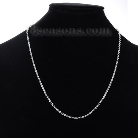 Picture of Wholesale Link Cable Chain Necklace, Silver Tone 304 Stainless Steel, Unisex Minimalist Gift Jewelry For Retailer, 60cm(23.6") long, Chain Size: 2.5mm, 1 Piece
