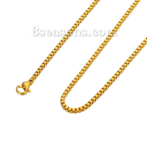 304ステンレス鋼 ネックレス 金メッキ ボックスチェーン 55.0cm長さ、 1 本 の画像
