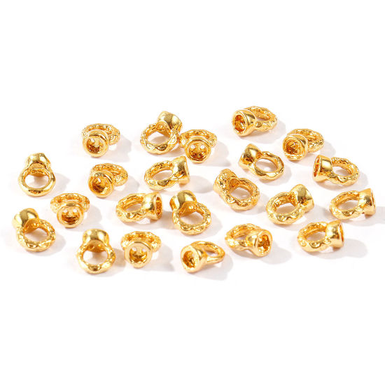 Bild von 20 Stück Umweltfreundlich Messing Schnur Endkappen Großhandel für Halskette oder Armband 18K Echtgold plattiert (für 3mm Schnur) 6mm x 5.5mm