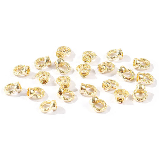 Bild von 20 Stück Umweltfreundlich Messing Schnur Endkappen Großhandel für Halskette oder Armband 14K Echtgold plattiert (für 3mm Schnur) 6mm x 5.5mm