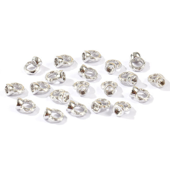 Bild von 20 Stück Umweltfreundlich Messing Schnur Endkappen Großhandel für Halskette oder Armband Echt Platin plattiert (für 3mm Schnur) 6mm x 5.5mm