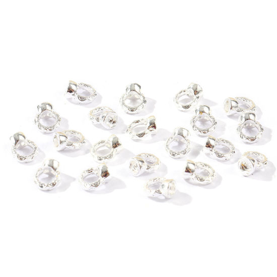 Bild von 20 Stück Umweltfreundlich Messing Schnur Endkappen Großhandel für Halskette oder Armband 925 Sterling Silber Plattiert (für 3mm Schnur) 6mm x 5.5mm