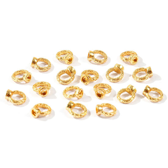 Bild von 20 Stück Umweltfreundlich Messing Schnur Endkappen Großhandel für Halskette oder Armband 18K Echtgold plattiert (für 4.5mm Schnur) 8mm x 7mm
