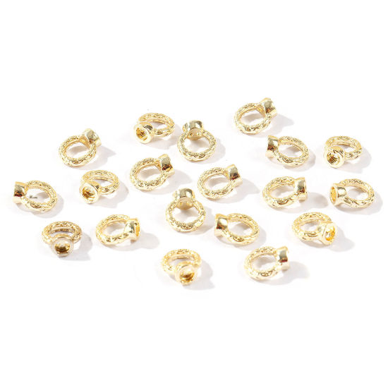 Bild von 20 Stück Umweltfreundlich Messing Schnur Endkappen Großhandel für Halskette oder Armband 14K Echtgold plattiert (für 4.5mm Schnur) 8mm x 7mm