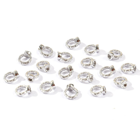 Bild von 20 Stück Umweltfreundlich Messing Schnur Endkappen Großhandel für Halskette oder Armband Echt Platin plattiert (für 4.5mm Schnur) 8mm x 7mm