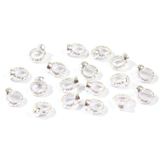 Bild von 20 Stück Umweltfreundlich Messing Schnur Endkappen Großhandel für Halskette oder Armband 925 Sterling Silber Plattiert (für 4.5mm Schnur) 8mm x 7mm