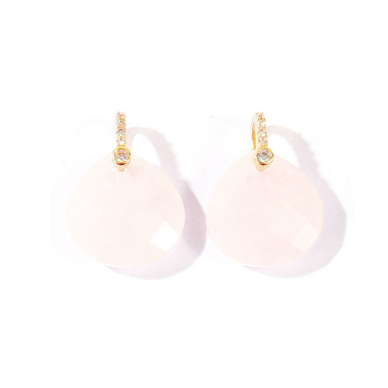 Image de 1 Pièce Breloques En Gros en Laiton & Gemme Plaqué Or 18K Rose Clair Goutte d'Eau A Facettes 22mm x 16mm