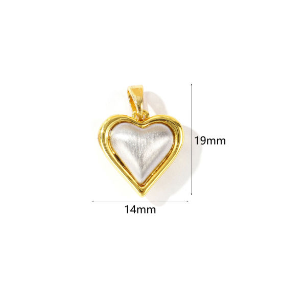 Imagen de 1 Unidad Latón día de San Valentín Colgantes Charms Al Por Mayor Chapado en Oro de 18K & Platino Chapado Corazón Banco de Estirar 19mm x 14mm
