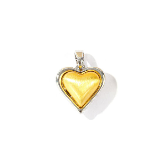 Imagen de 1 Unidad Latón día de San Valentín Colgantes Charms Al Por Mayor Chapado en Oro de 18K & Platino Chapado Corazón Banco de Estirar 19mm x 14mm