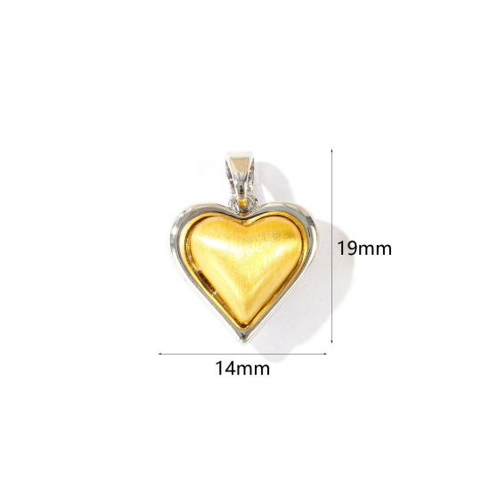 Imagen de 1 Unidad Latón día de San Valentín Colgantes Charms Al Por Mayor Chapado en Oro de 18K & Platino Chapado Corazón Banco de Estirar 19mm x 14mm