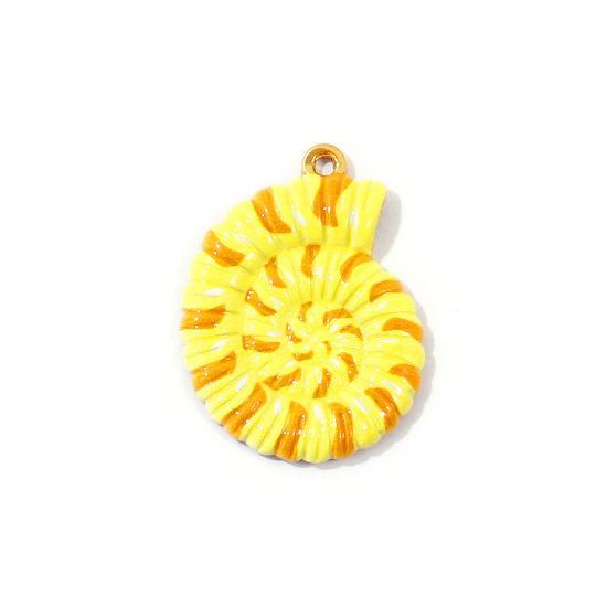 Immagine di 2 Pz PVD Ecologica Impermeabile Anti-Ossidante Ipoallergenico 304 Acciaio Inossidabile Ciondoli All'Ingrosso 18K Vero Oro Placcato Giallo Conchiglia Pittura 29.5mm x 22mm