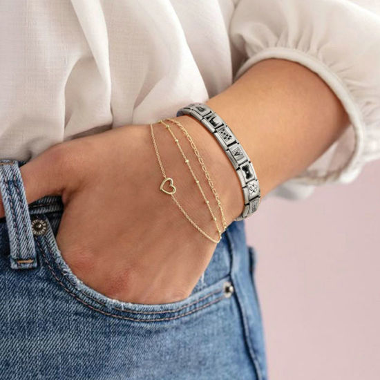 Immagine di 1 Pz 304 Acciaio Inossidabile Compleanno Magnetiche Italiane per Bracciali Modulari e Orologi Fai‑Da‑Te All'Ingrosso Tono Argento Nero Rettangolo Fuochi d'Artificio 10mm x 9mm