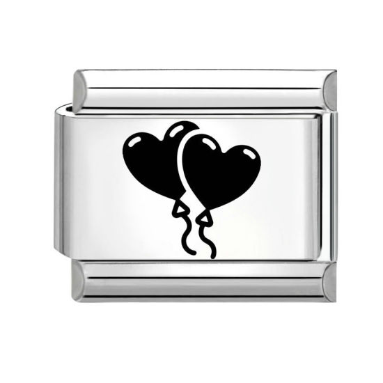 Immagine di 1 Pz 304 Acciaio Inossidabile Compleanno Magnetiche Italiane per Bracciali Modulari e Orologi Fai‑Da‑Te All'Ingrosso Tono Argento Nero Rettangolo Palloncino 10mm x 9mm