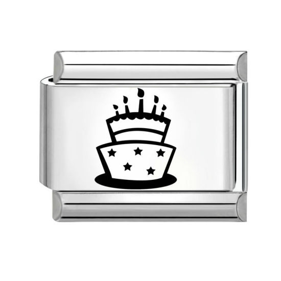 Immagine di 1 Pz 304 Acciaio Inossidabile Compleanno Magnetiche Italiane per Bracciali Modulari e Orologi Fai‑Da‑Te All'Ingrosso Tono Argento Nero Rettangolo Torta 10mm x 9mm