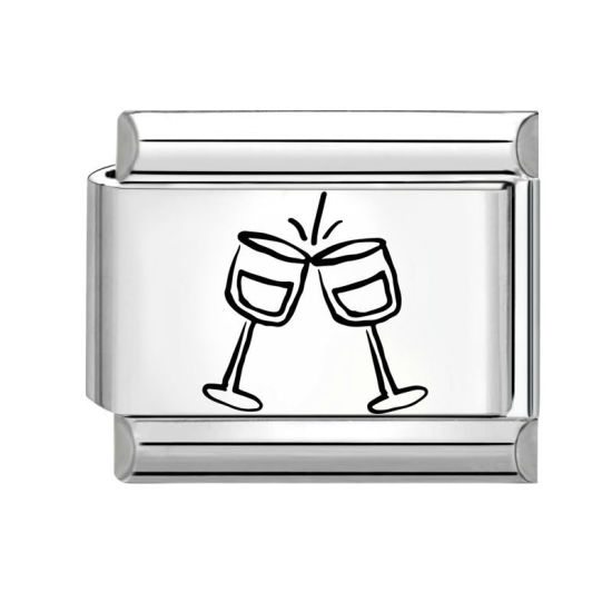 Immagine di 1 Pz 304 Acciaio Inossidabile Compleanno Magnetiche Italiane per Bracciali Modulari e Orologi Fai‑Da‑Te All'Ingrosso Tono Argento Nero Rettangolo Tazza 10mm x 9mm