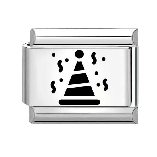 Immagine di 1 Pz 304 Acciaio Inossidabile Compleanno Magnetiche Italiane per Bracciali Modulari e Orologi Fai‑Da‑Te All'Ingrosso Tono Argento Nero Rettangolo Cappello 10mm x 9mm