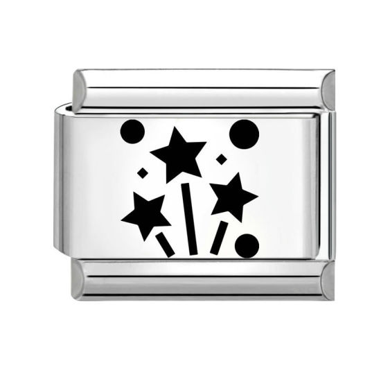 Immagine di 1 Pz 304 Acciaio Inossidabile Compleanno Magnetiche Italiane per Bracciali Modulari e Orologi Fai‑Da‑Te All'Ingrosso Tono Argento Nero Rettangolo Stella 10mm x 9mm