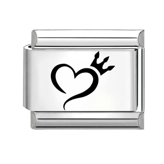 Immagine di 1 Pz 304 Acciaio Inossidabile Compleanno Magnetiche Italiane per Bracciali Modulari e Orologi Fai‑Da‑Te All'Ingrosso Tono Argento Nero Rettangolo Cuore 10mm x 9mm
