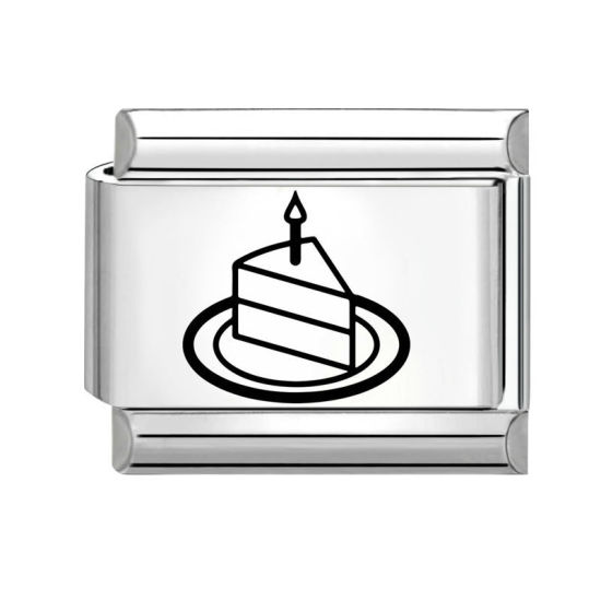 Immagine di 1 Pz 304 Acciaio Inossidabile Compleanno Magnetiche Italiane per Bracciali Modulari e Orologi Fai‑Da‑Te All'Ingrosso Tono Argento Nero Rettangolo Torta 10mm x 9mm