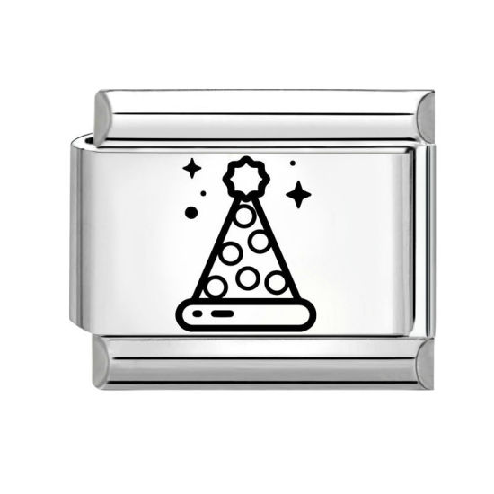 Immagine di 1 Pz 304 Acciaio Inossidabile Compleanno Magnetiche Italiane per Bracciali Modulari e Orologi Fai‑Da‑Te All'Ingrosso Tono Argento Nero Rettangolo Cappello 10mm x 9mm