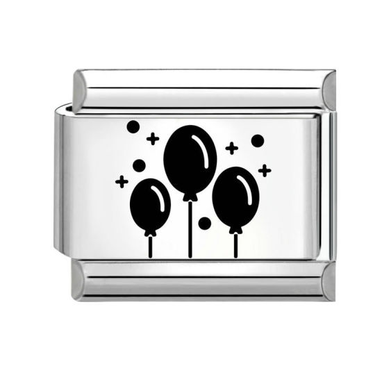 Immagine di 1 Pz 304 Acciaio Inossidabile Compleanno Magnetiche Italiane per Bracciali Modulari e Orologi Fai‑Da‑Te All'Ingrosso Tono Argento Nero Rettangolo Palloncino 10mm x 9mm